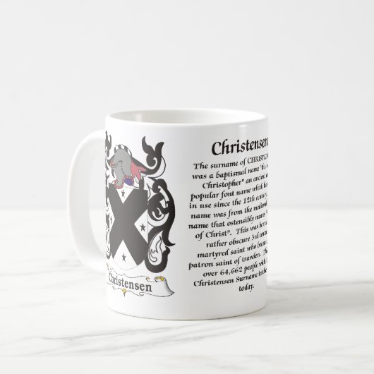 マグChristensen家族の紋章付き外衣 コーヒーマグカップ (正面左)
