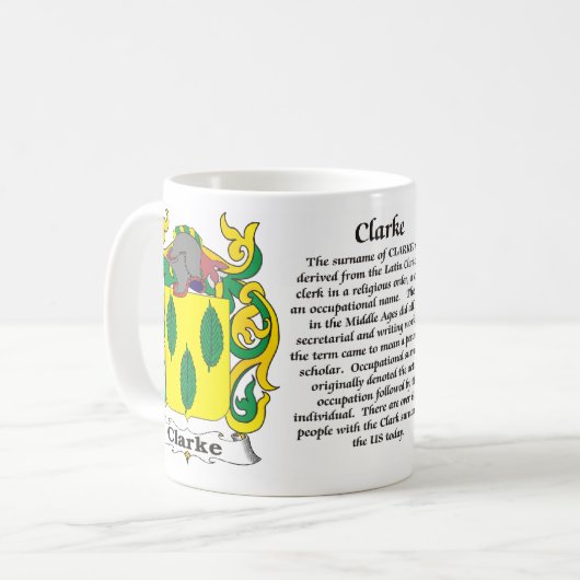 マグClarke家族の紋章付き外衣 コーヒーマグカップ (正面左)