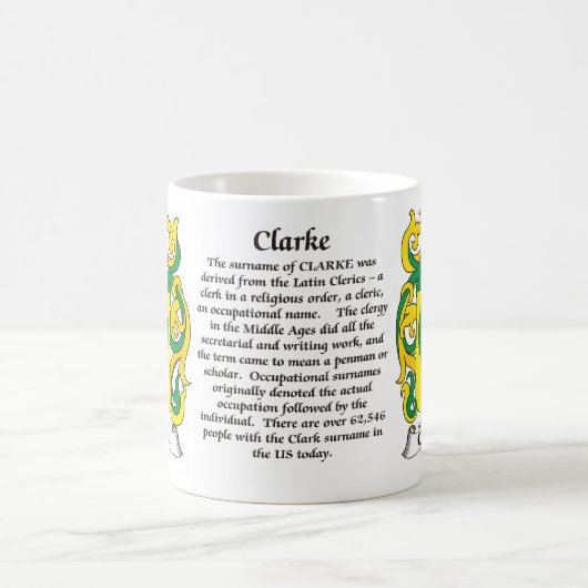 マグClarke家族の紋章付き外衣 コーヒーマグカップ (中央)