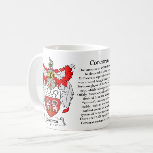 マグCorcoran家族の紋章付き外衣 コーヒーマグカップ (正面左)