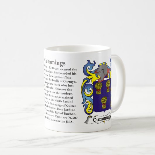 マグCummings家族の紋章付き外衣 コーヒーマグカップ (正面右)