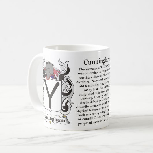 マグCunningham家族の紋章付き外衣 コーヒーマグカップ (正面左)