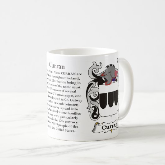 マグCurran家族の紋章付き外衣 コーヒーマグカップ (正面右)