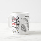 マグDodson家族の紋章付き外衣 コーヒーマグカップ (正面左)