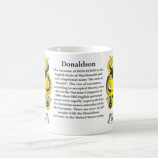 マグDonaldson家族の紋章付き外衣 コーヒーマグカップ (中央)