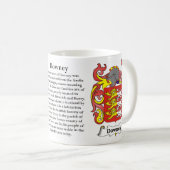 マグDowney家族の紋章付き外衣 コーヒーマグカップ (正面右)