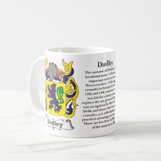 マグDudley家族の紋章付き外衣 コーヒーマグカップ (正面左)