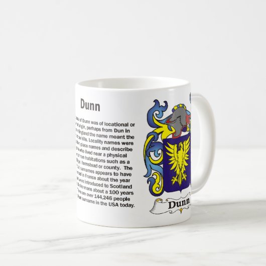マグDunn家族の紋章付き外衣 コーヒーマグカップ (正面右)