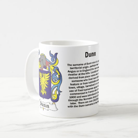 マグDunn家族の紋章付き外衣 コーヒーマグカップ (正面左)