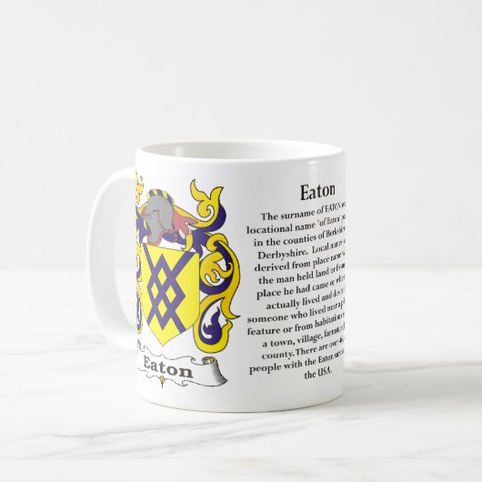 マグEaton家族の紋章付き外衣 コーヒーマグカップ (正面左)
