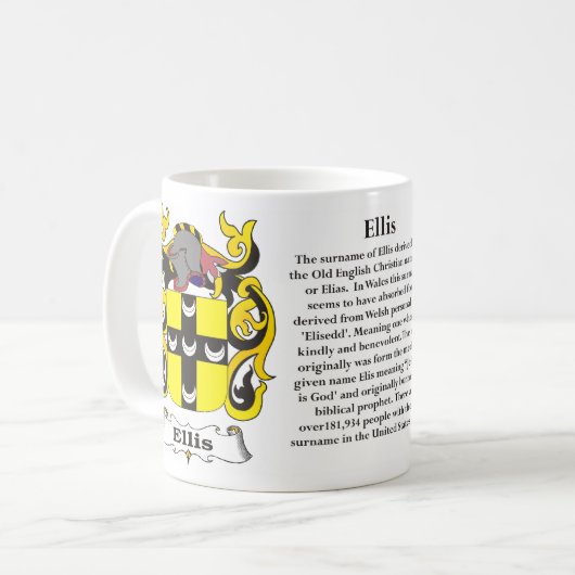 マグEllis家族の紋章付き外衣 コーヒーマグカップ (正面左)