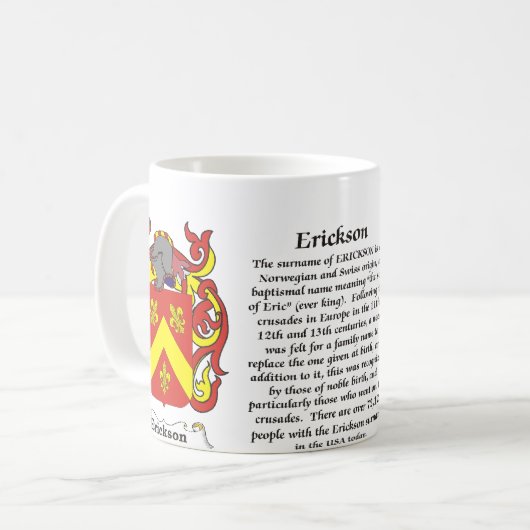 マグErickson家族の紋章付き外衣 コーヒーマグカップ (正面左)