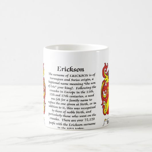 マグErickson家族の紋章付き外衣 コーヒーマグカップ (中央)