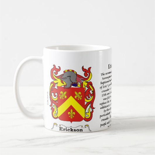 マグErickson家族の紋章付き外衣 コーヒーマグカップ (左)