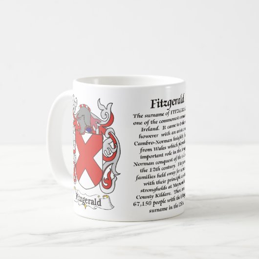 マグFitzgerald家族の紋章付き外衣 コーヒーマグカップ (正面左)
