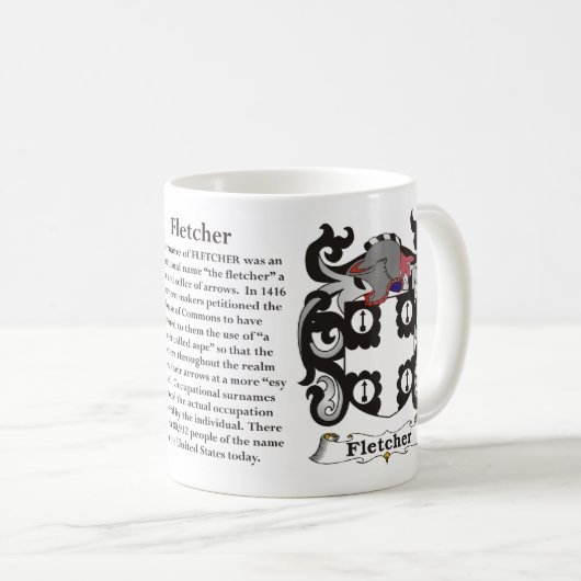 マグFletcher家族の紋章付き外衣 コーヒーマグカップ (正面右)