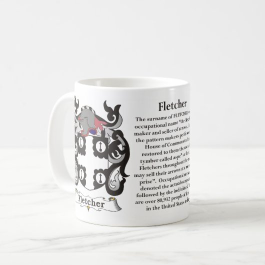 マグFletcher家族の紋章付き外衣 コーヒーマグカップ (正面左)