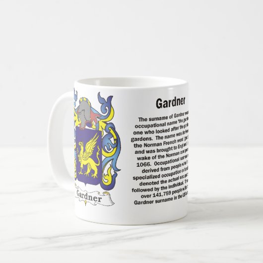 マグGardner家族の紋章付き外衣 コーヒーマグカップ (正面左)