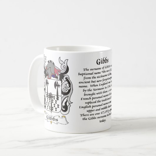 マグGibbs家族の紋章付き外衣 コーヒーマグカップ (正面左)