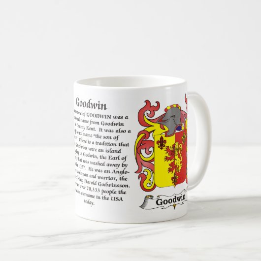 マグGoodwin家族の紋章付き外衣 コーヒーマグカップ (正面右)