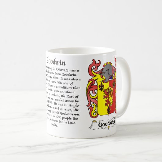 マグGoodwin家族の紋章付き外衣 コーヒーマグカップ (正面右)