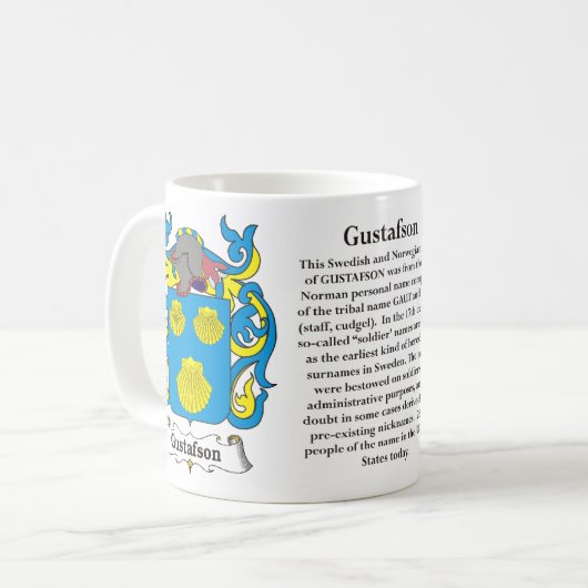 マグGustafson家族の紋章付き外衣 コーヒーマグカップ (正面左)