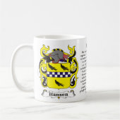 マグHansen家族の紋章付き外衣 コーヒーマグカップ (左)