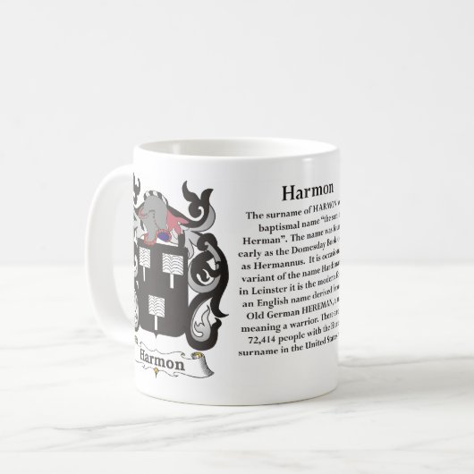 マグHarmon家族の紋章付き外衣 コーヒーマグカップ (正面左)