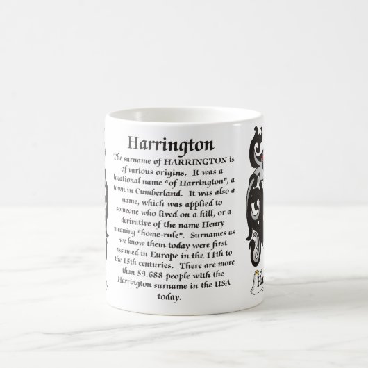 マグHarrington家族の紋章付き外衣 コーヒーマグカップ (中央)