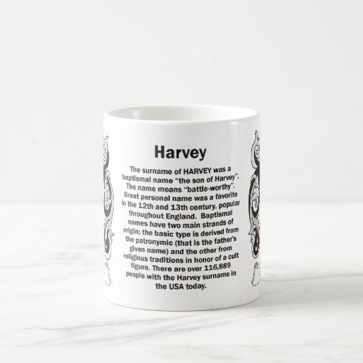 マグHarvey家族の紋章付き外衣 コーヒーマグカップ (中央)