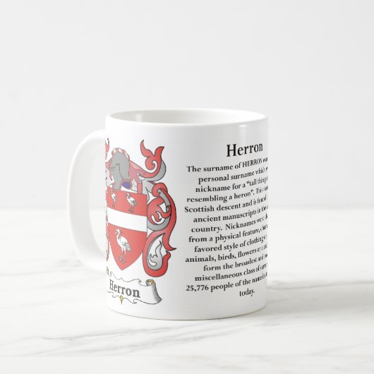 マグHerron家族の紋章付き外衣 コーヒーマグカップ (正面左)