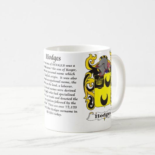 マグHodges家族の紋章付き外衣 コーヒーマグカップ (正面右)