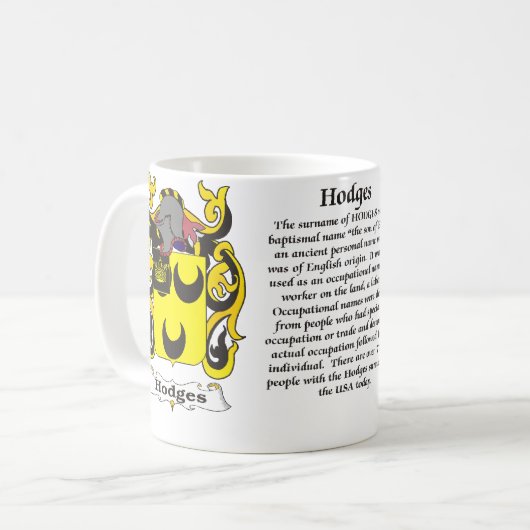 マグHodges家族の紋章付き外衣 コーヒーマグカップ (正面左)