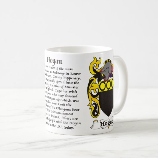 マグHogan家族の紋章付き外衣 コーヒーマグカップ (正面右)