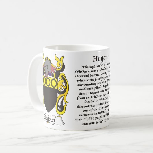 マグHogan家族の紋章付き外衣 コーヒーマグカップ (正面左)