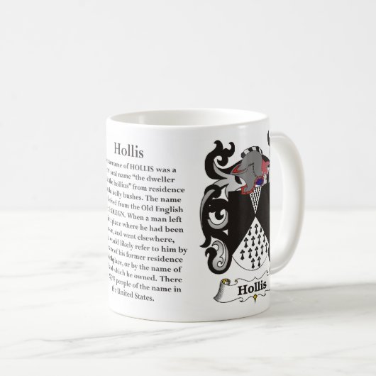 マグHollis家族の紋章付き外衣 コーヒーマグカップ (正面右)
