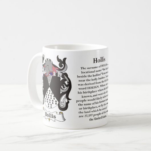 マグHollis家族の紋章付き外衣 コーヒーマグカップ (正面左)
