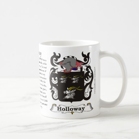 マグHolloway家族の紋章付き外衣 コーヒーマグカップ (右)