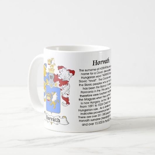マグHorvath家族のハンガリーの紋章付き外衣 コーヒーマグカップ (正面左)