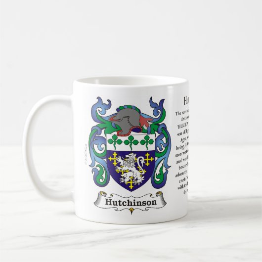 マグHutchinson家族の紋章付き外衣 コーヒーマグカップ (左)