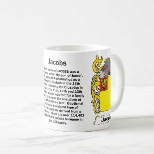 マグJacobs家族の紋章付き外衣 コーヒーマグカップ (正面右)