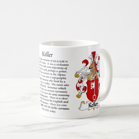 マグKeller家族の紋章付き外衣 コーヒーマグカップ (正面右)