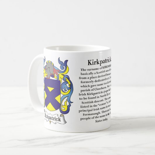 マグKirkpatrick家族の紋章付き外衣 コーヒーマグカップ (正面左)