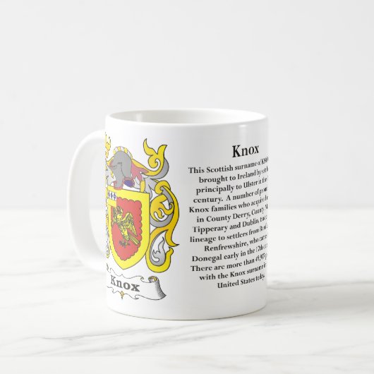 マグKnox家族の紋章付き外衣 コーヒーマグカップ (正面左)