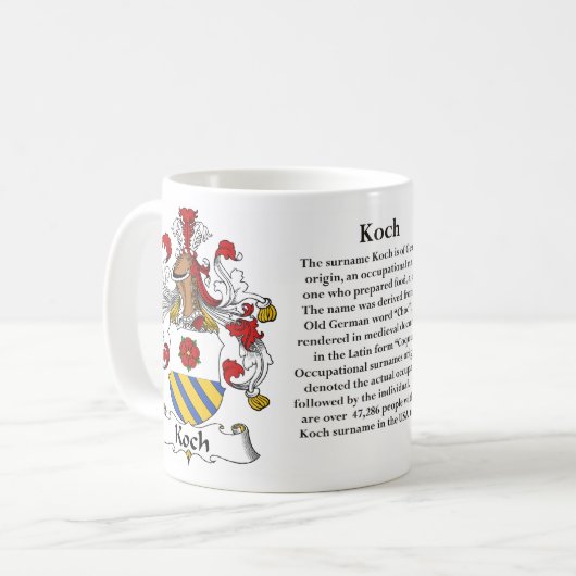 マグKoch家族のドイツの紋章付き外衣 コーヒーマグカップ (正面左)
