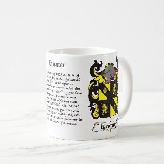 マグKramer家族の紋章付き外衣 コーヒーマグカップ (正面右)