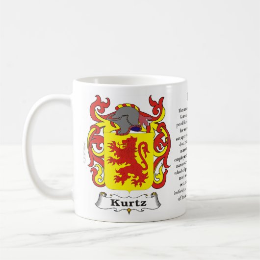 マグKurtz家族の紋章付き外衣 コーヒーマグカップ (左)