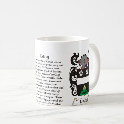 マグLang家族の紋章付き外衣 コーヒーマグカップ (正面右)