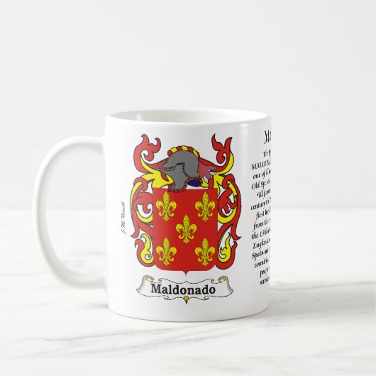 マグMaldonado家族の紋章付き外衣 コーヒーマグカップ (左)