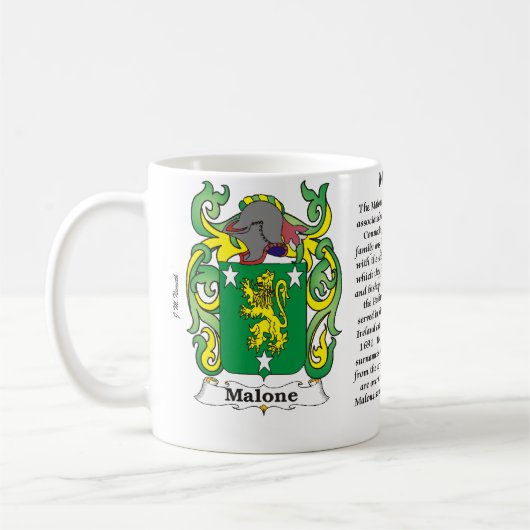 マグMalone家族の紋章付き外衣 コーヒーマグカップ (左)
